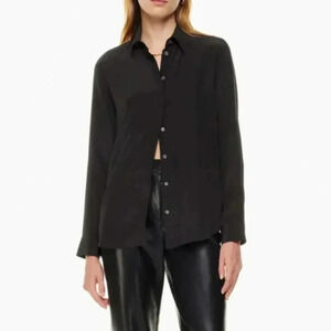 Babaton Aritzia Notion Button  Down long Sleeve Oversized Black Shirt top…